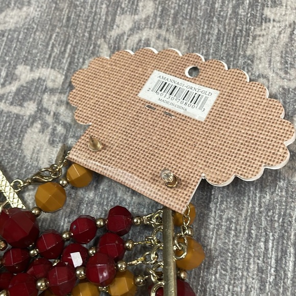 Alma-Mater Collection -Garnet & Gold Statement Jewelry Set necklace & earrings - Picture 11 of 14